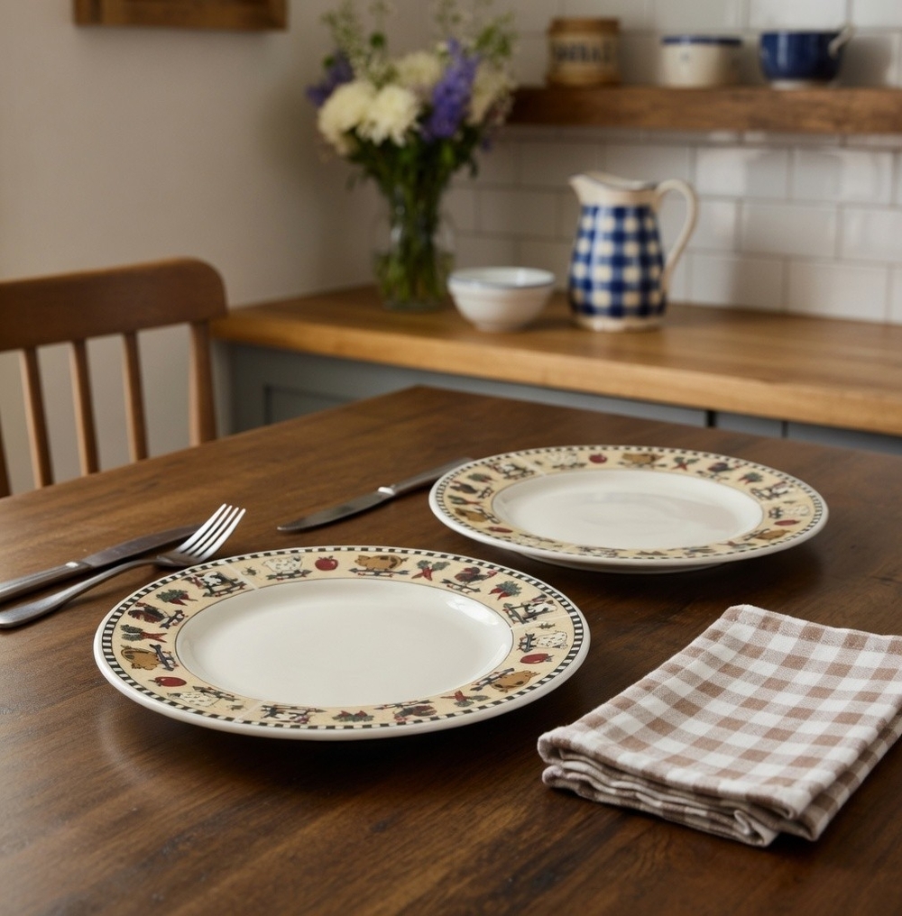 Sakura Majesticware Country Gathering Dinner Plates Set of 2 Leslie Beck 10.75"